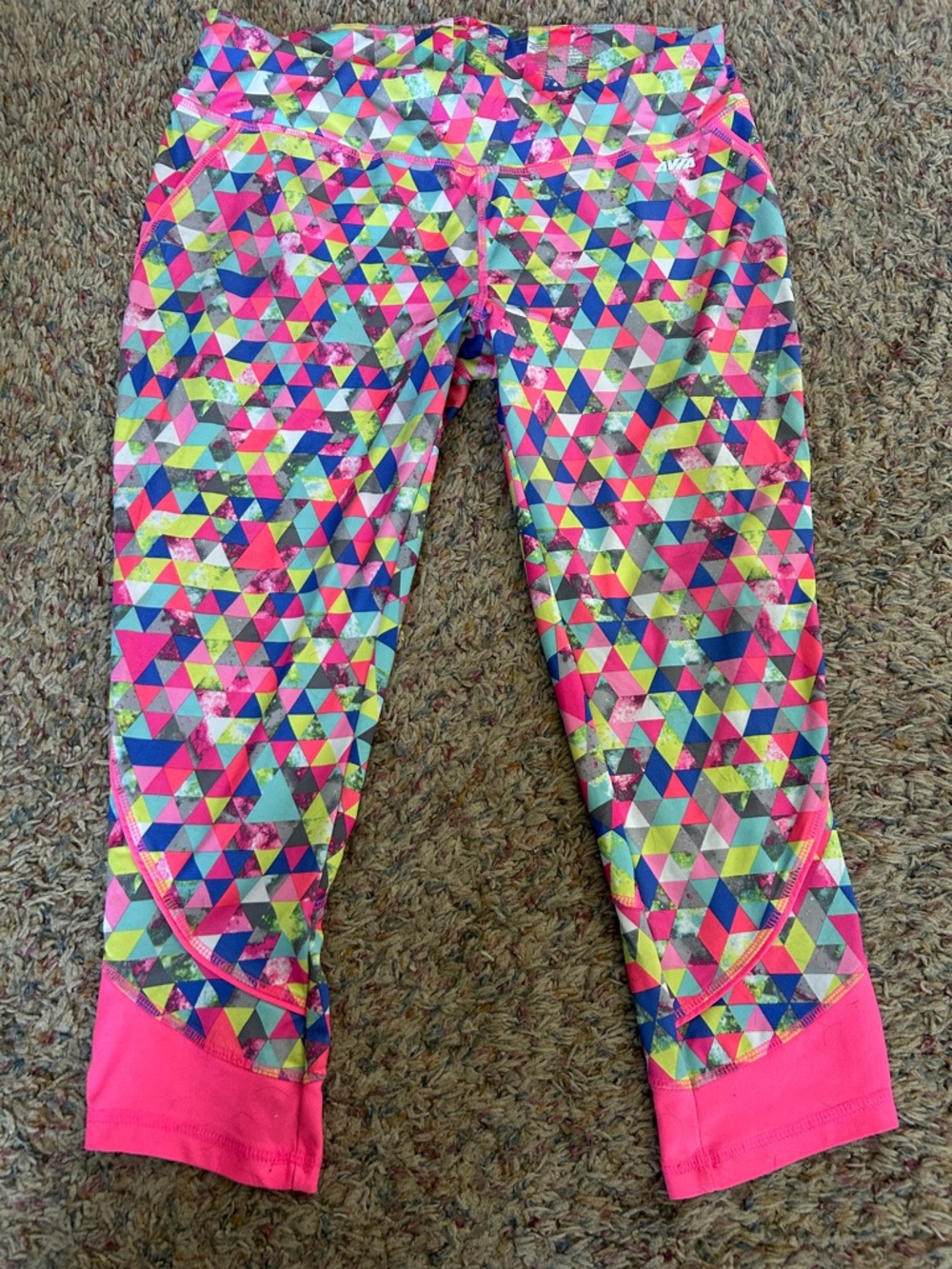 Avia Neon Geo Print Capri Leggings - Pink Multicolor